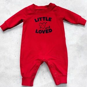 Carter's Red 'Little and Loved' Baby Footie One-piece size 9 months